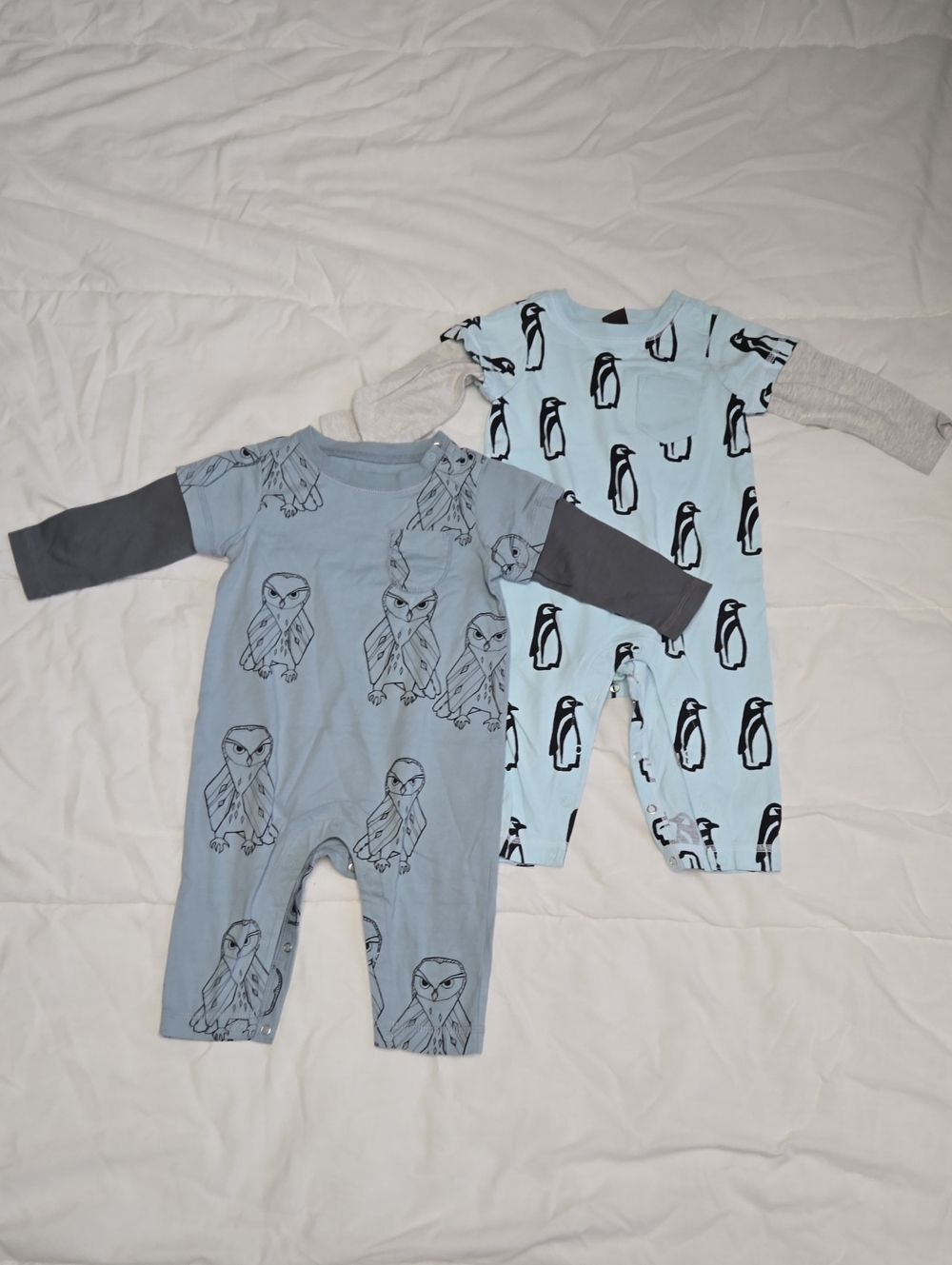 Tea Collection Blue and Light Blue Animal Print One-Piece Bodysuits